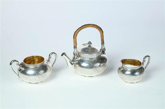 Appraisal: AESTHETIC MOVEMENT SILVER TEA SERVICE Marked for Gorham Providence Rhode