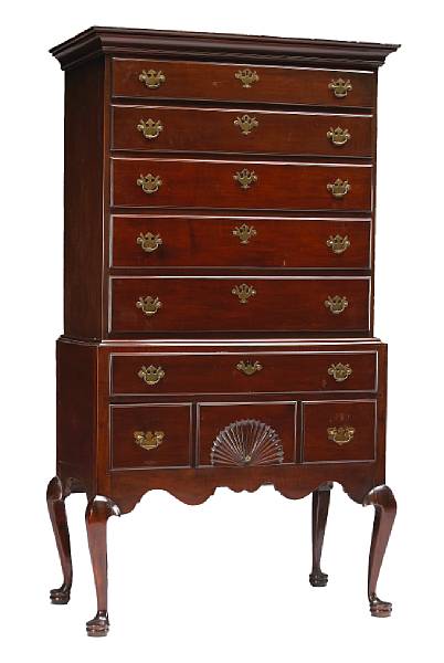 Appraisal: A Queen Anne maple high chest of drawers New Englandthird