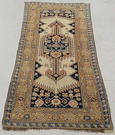 Appraisal: - Dagestan oriental hall runner with a cream field stylized