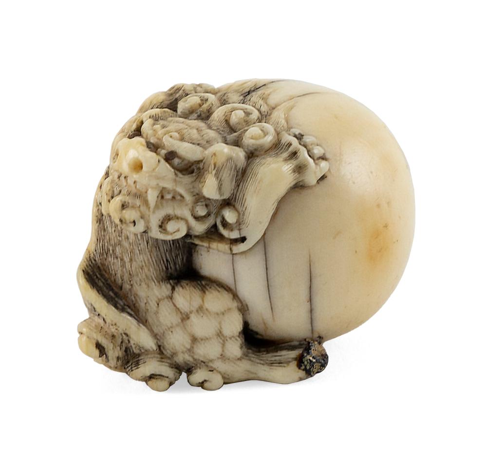 Appraisal: JAPANESE CARVED IVORY NETSUKE EARLY TH CENTURY LENGTH JAPANESE CARVED