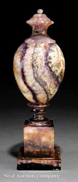 Appraisal: An Antique French Carved Blue John Cassolette urn form on