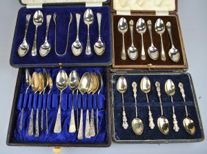 Appraisal: Four various cased sets of tea and coffee spoons pcs