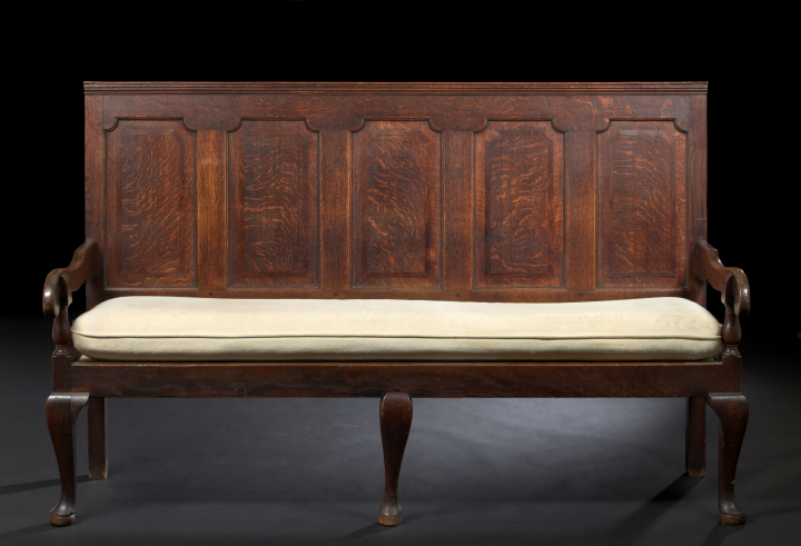 Appraisal: English Oak Settle late th century the rectangular back with