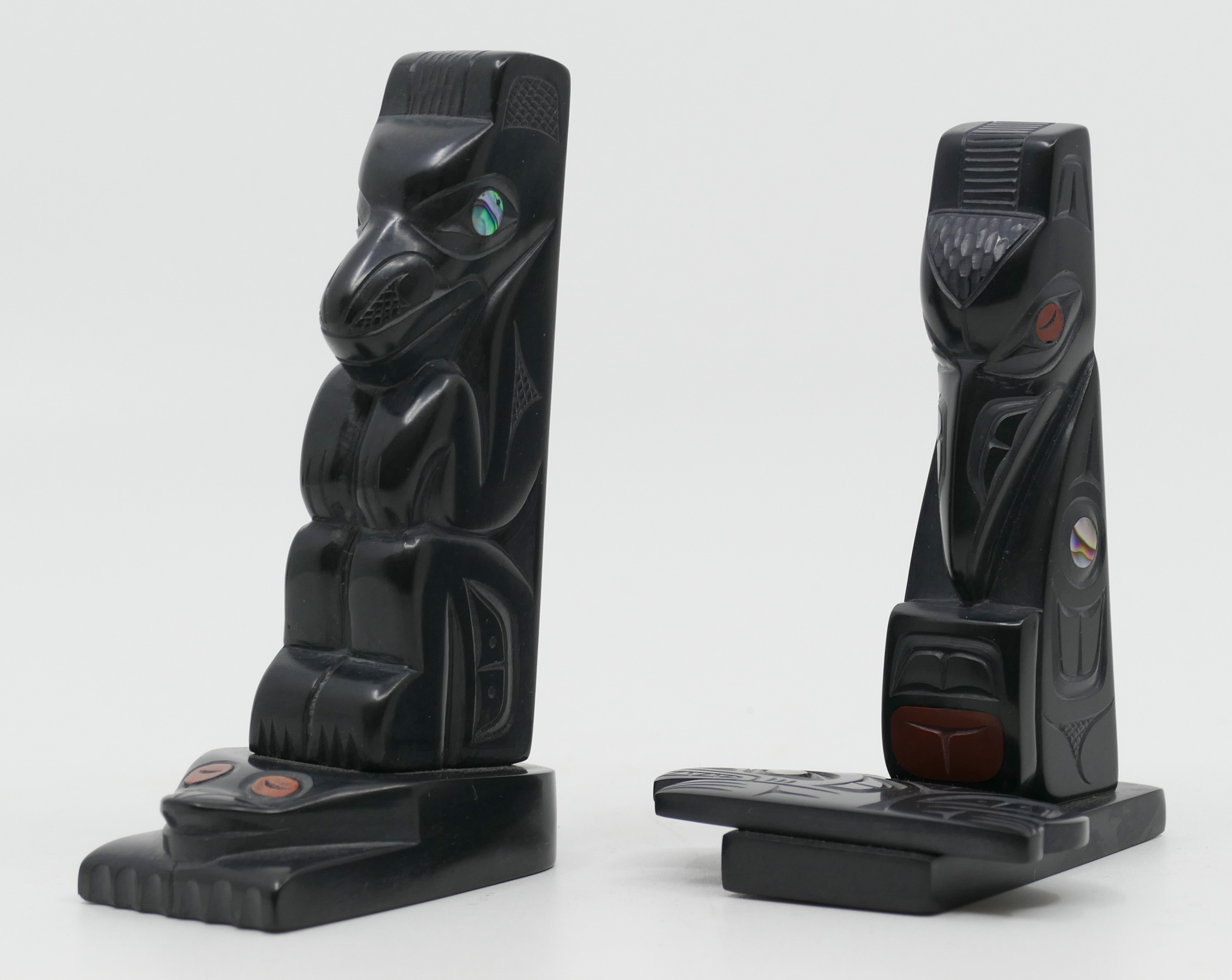 Appraisal: pc Glen Pollard Argillite Totem Models '' and ''