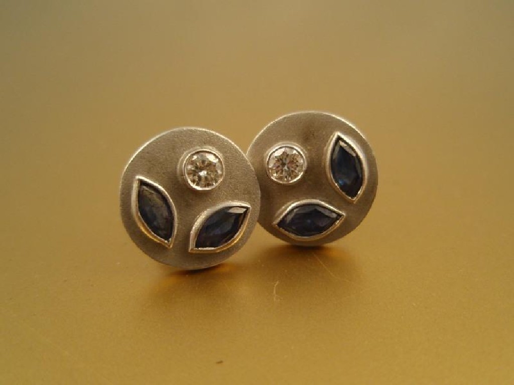 Appraisal: A pair of round stud earrings on posts set with