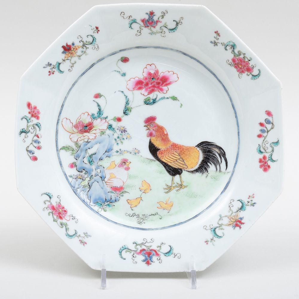 Appraisal: Chinese Export Famille Rose Porcelain Octagonal Plate Chinese Export Famille