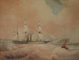 Appraisal: Nineteenth Century English School Steamship off Gibraltar watercolour and ink