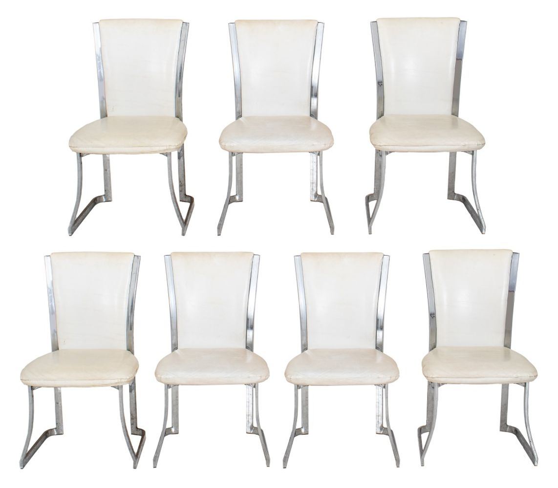 Appraisal: BAUGHMAN ATTR MODERN CHROME DINING CHAIRS Milo Baughman attributed modern