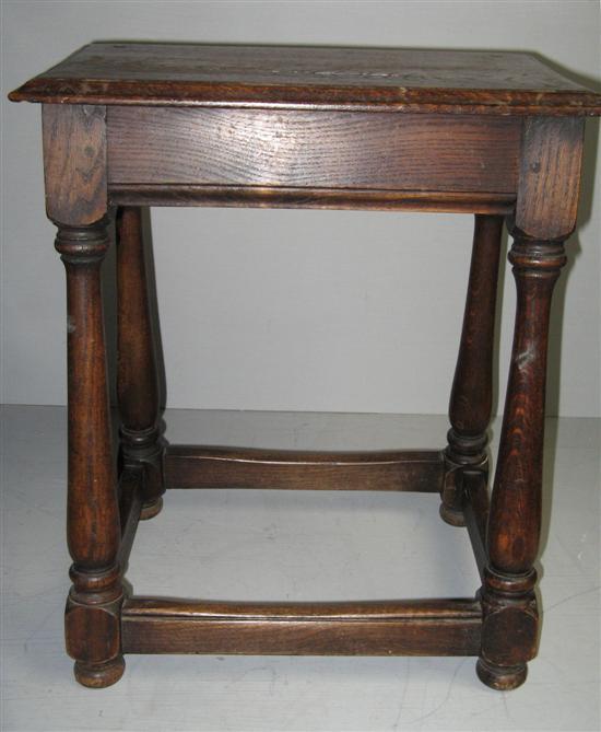 Appraisal: th century style oak joint stool h w d in