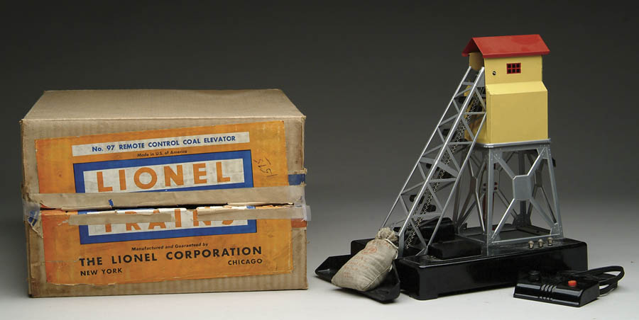 Appraisal: LIONEL REMOTE CONTROL COAL ELEVATOR W OB Yellow with red