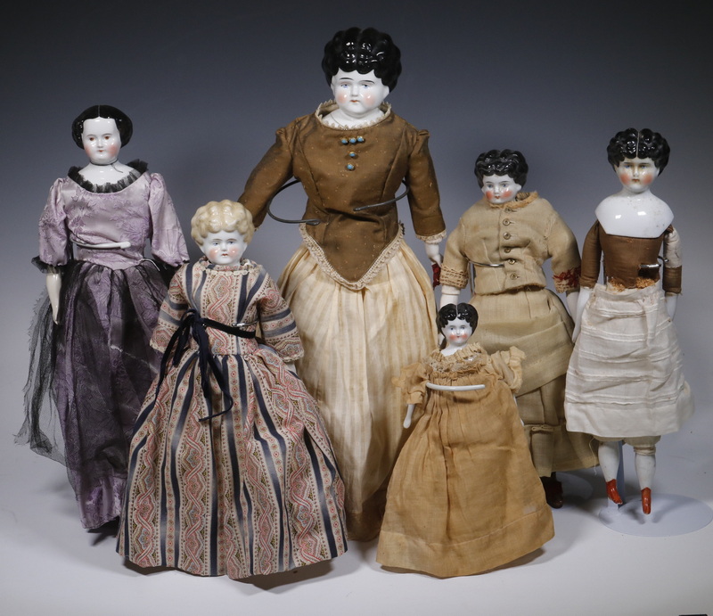 Appraisal: CHINA HEAD DOLLS Collection of Antique China Head Dolls with