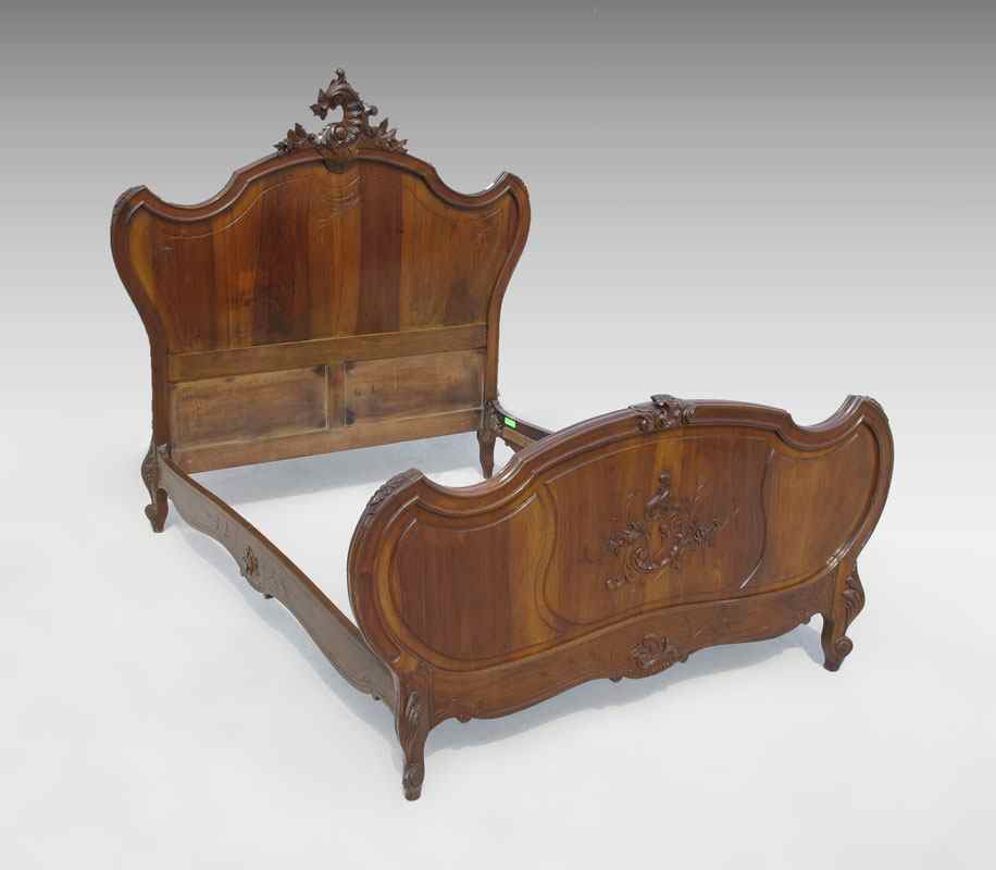 Appraisal: CARVED FRENCH BED Headboard '' h x '' Footboard ''