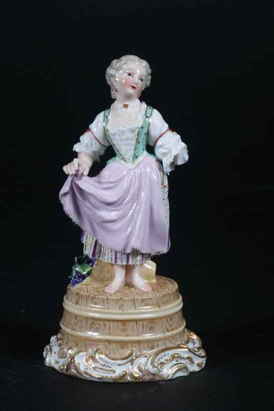 Appraisal: MEISSEN PORCELAIN FIGURE late th-early th century underglaze blue crossed