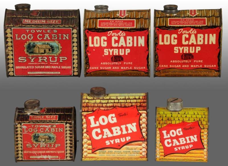 Appraisal: Lot of Log Cabin Syrup Tins Description Very little to