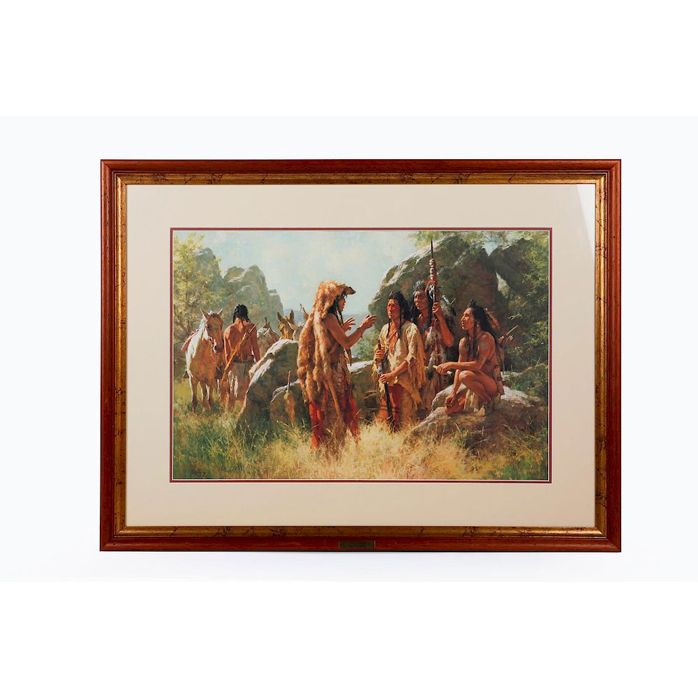 Appraisal: NATIVE AMERICAN TRIBAL FRAMED SIGNED ART PRINT POSTER By artist