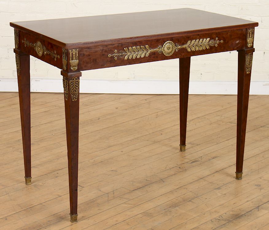 Appraisal: EMPIRE STYLE MAHOGANY BRONZE SIDE TABLE A signed Jansen Empire