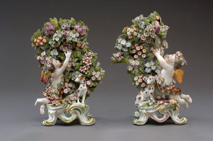 Appraisal: ASSEMBLED PAIR OF BOW BOCAGE GROUPS OF CUPID AND A