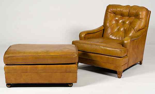 Appraisal: Leather Chair and Ottoman th century a leather chair and