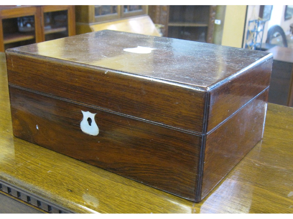 Appraisal: Lot comprising two mother of pearl inlaid jewellery boxes