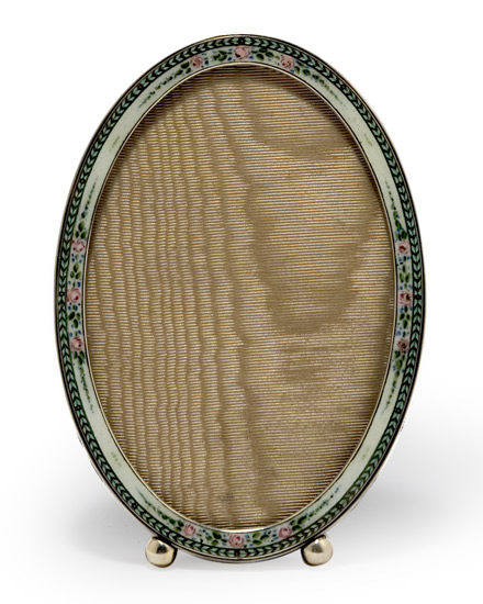 Appraisal: Blackington Enamel Silver Oval Photo Frame Estimate -