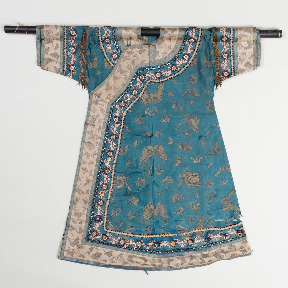 Appraisal: Chinese Robe with Western Embellishments Together with a hanging rod