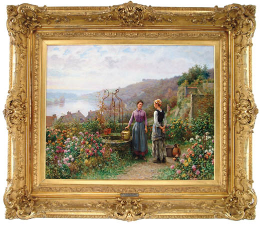 Appraisal: DANIEL RIDGWAY KNIGHT American - AT THE WELL Spectacular oil