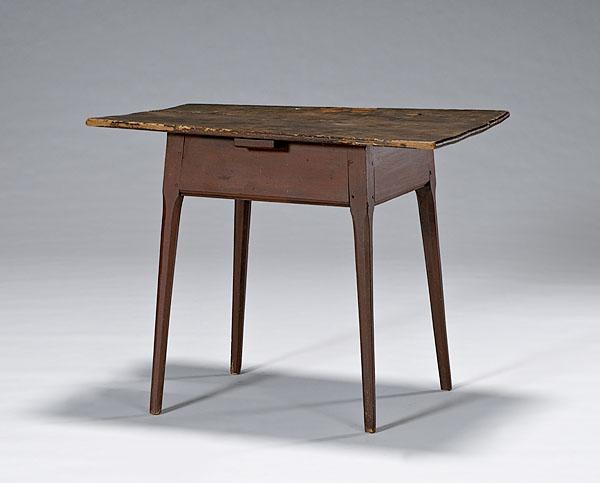 Appraisal: TAVERN TABLE WITH PENCIL POST LEGS American ca in pine