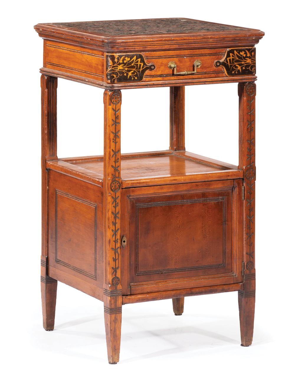 Appraisal: American Aesthetic Movement Cherrywood Marquetry Commode mid-to-late th c inset