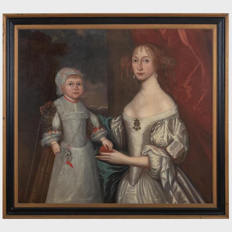 Appraisal: European School Portrait of a Mother and Child Oil on