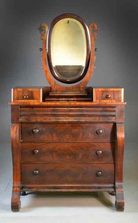 Appraisal: Empire Dresser MirrorTwo small drawers on dresser top dovetail drawers