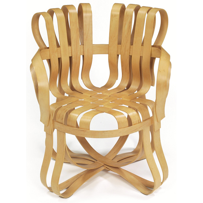 Appraisal: Frank Gehry Cross Check armchair by Knoll ribbon-like design of