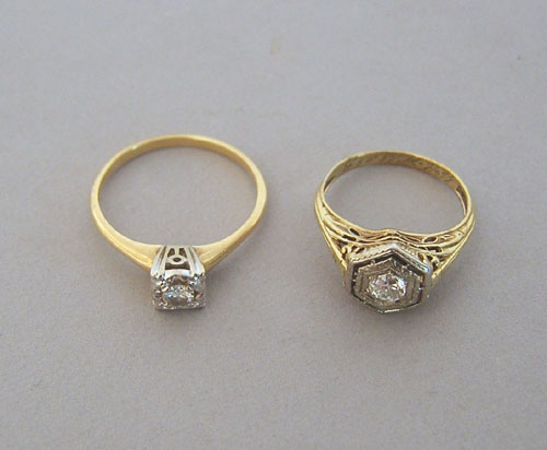 Appraisal: Two diamond and gold ladies rings