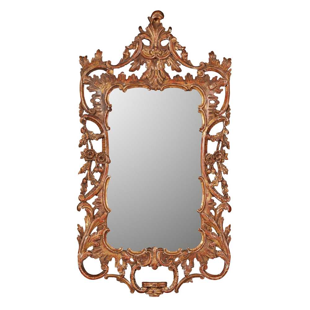 Appraisal: GEORGIAN GILTWOOD MIRROR TH CENTURY the shaped rectangular mirror plate