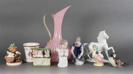 Appraisal: Assorted porcelain and china figures and a Murano glass pitcher