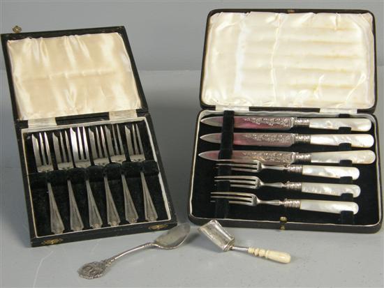 Appraisal: Cased set of six silver cake forks a cased set