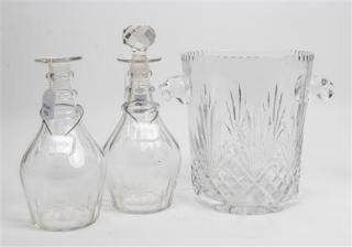 Appraisal: A Cut Glass Wine Cooler and Two Decanters Height of