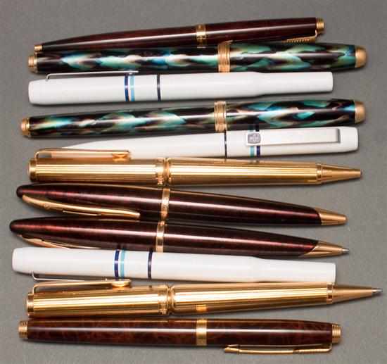 Appraisal: Group of assorted ballpoint and fountain pens including LeBoeuf gold-plated