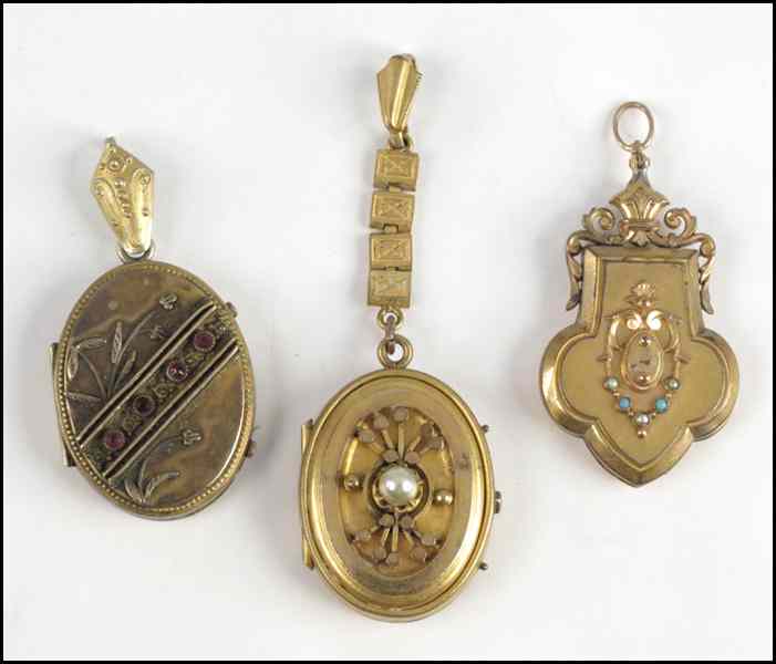 Appraisal: THREE VICTORIAN GOLD FILLED LOCKETS Condition No Specific Condition Recorded