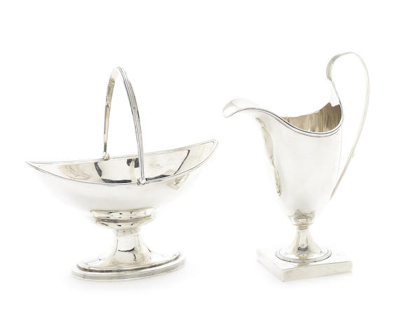 Appraisal: A George III silver sugar basket and cream jug by