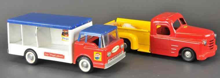 Appraisal: LOT OF TWO OUTDOOR TRUCKS Includes pressed steel Pepsi Truck