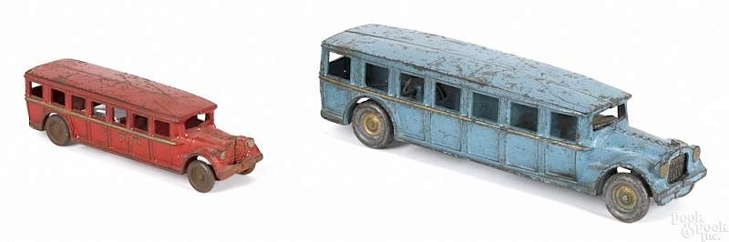 Appraisal: Two Arcade cast iron Fageol safety coach buses Two Arcade