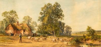 Appraisal: John Faulkner - The Shepherd's Home signed watercolour cm x