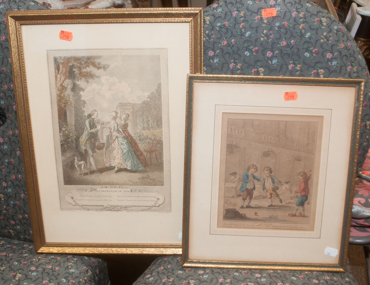 Appraisal: Two framed French prints Undernumber