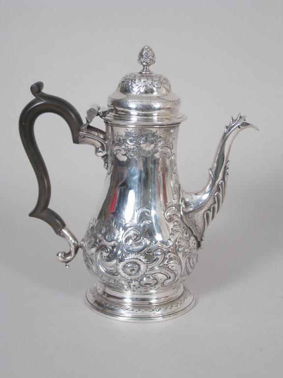 Appraisal: A George III baluster Coffee Pot floral and leafage scroll