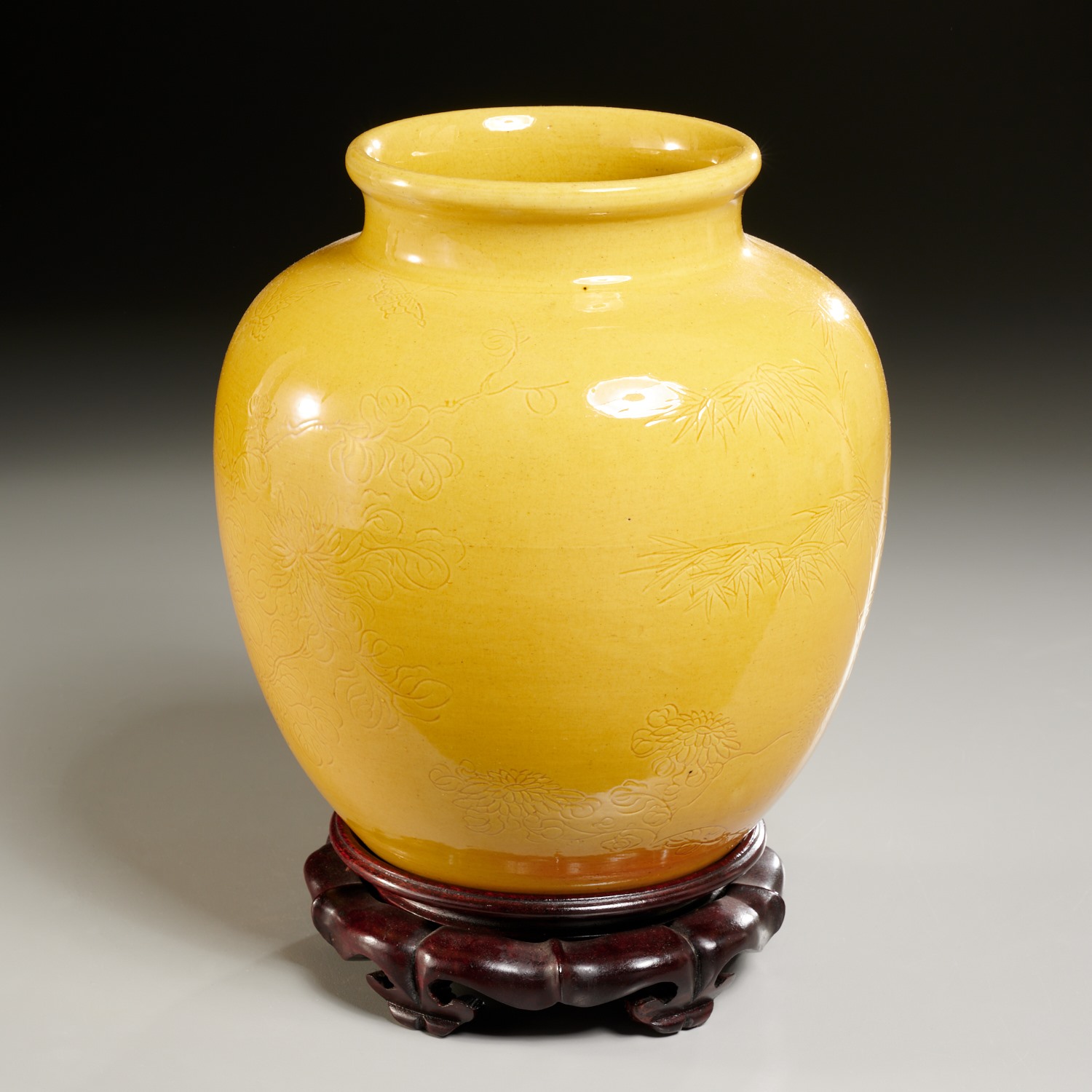 Appraisal: CHINESE MONOCHROME YELLOW PORCELAIN VASE Qing Dynasty th th c