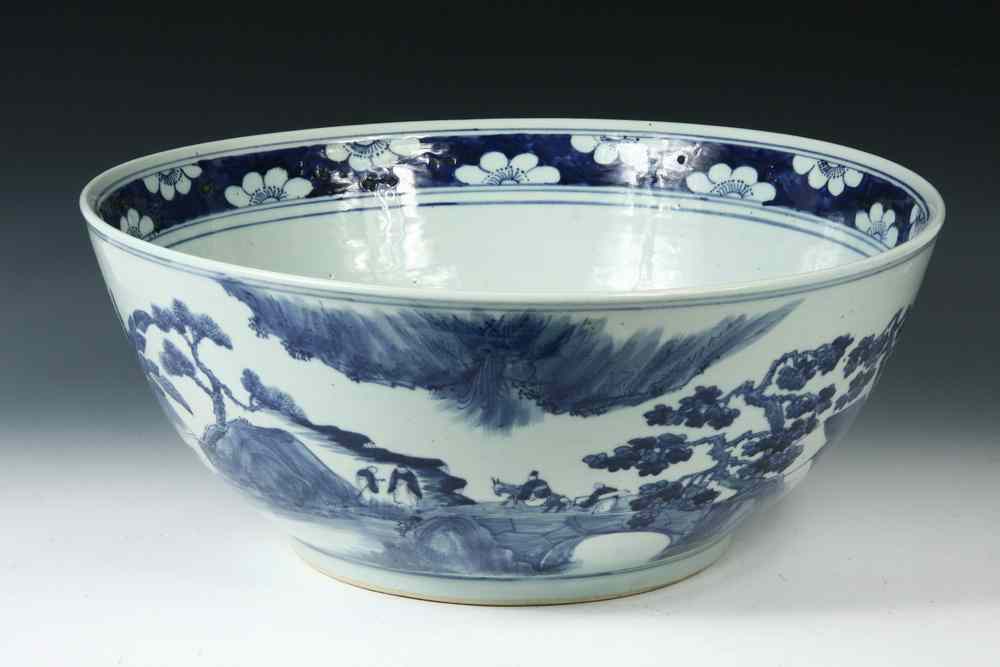 Appraisal: PUNCHBOWL - th or th c oversize Chinese porcelain punchbowl