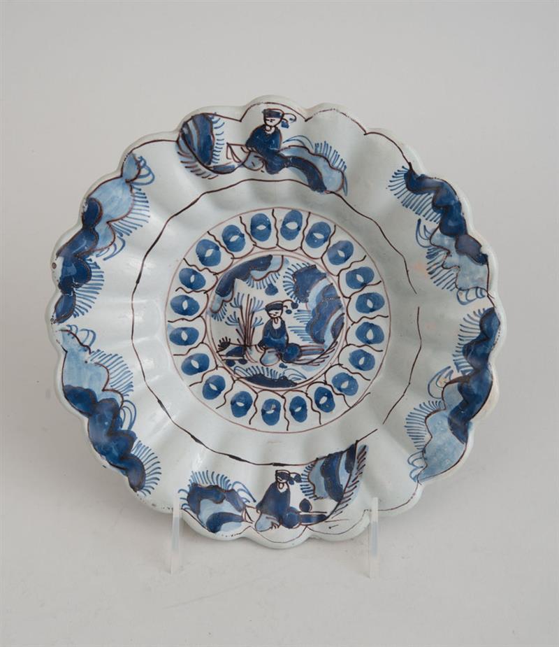 Appraisal: BRISLINGTON BLUE AND WHITE DELFT LOBED DISH Unmarked in diam