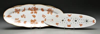 Appraisal: Herend meat platter orange butterflies and floral bouquets orange and