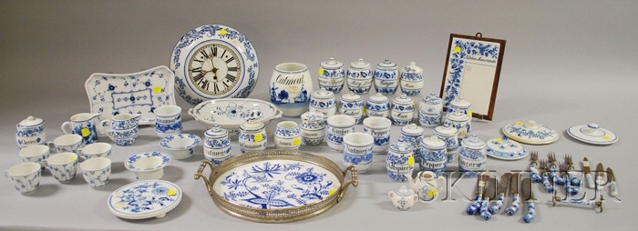 Appraisal: Group of Assorted German Blue and White Meissen-style Decorated Ceramic