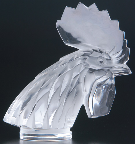 Appraisal: R LALIQUE Mascot hood ornament Tete De Coq clear and